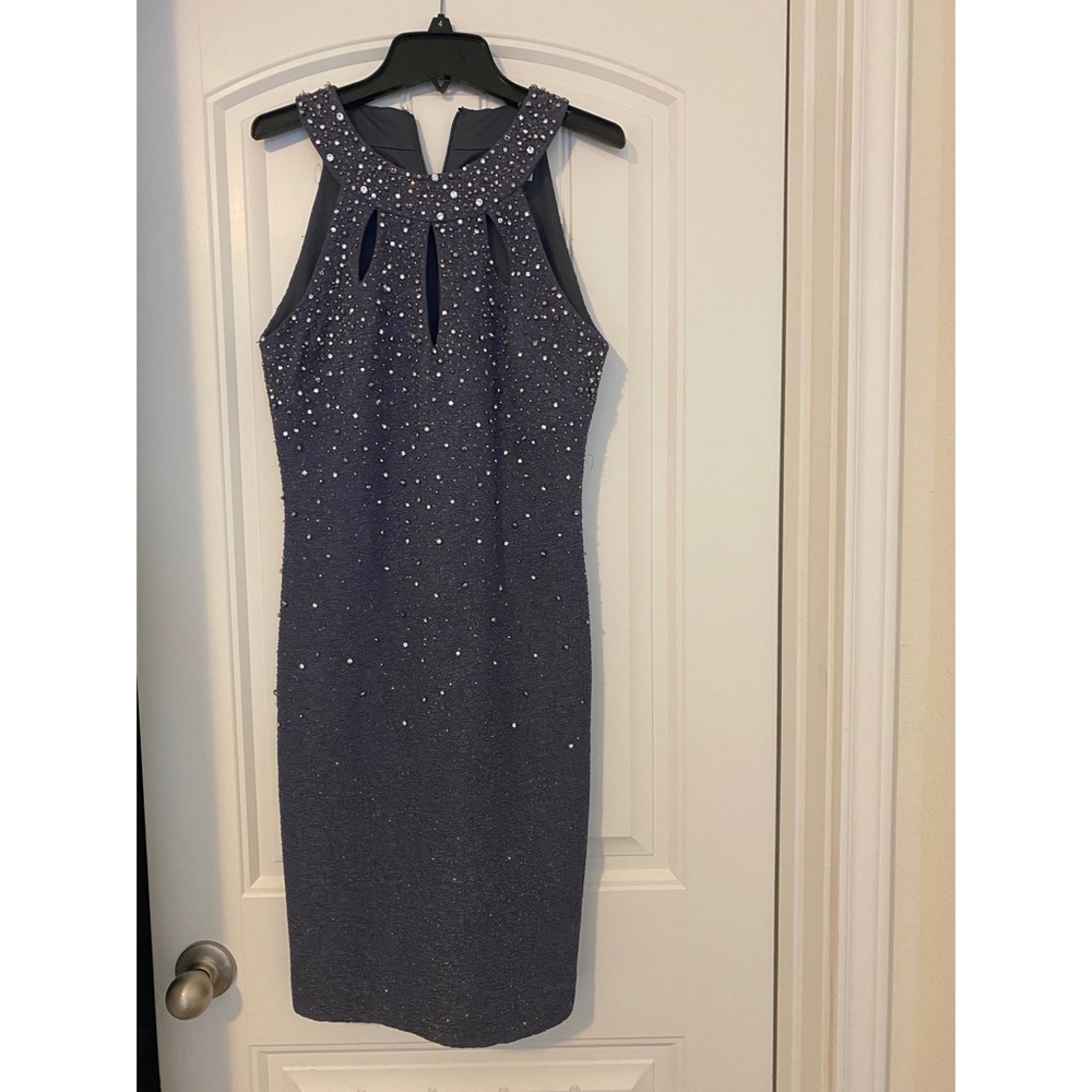 Eliza j grey embellished dress